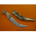 9.5 inche Wooden Artistic Kirpan with Curved Handle and "SATNAM WAHEGURU" etched on Sheathe